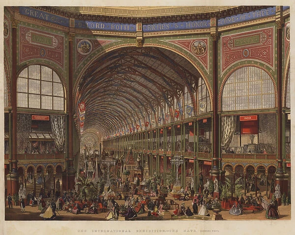 The International Exhibition, the Nave, looking West (colour litho)