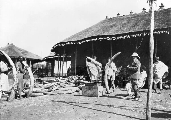 Ivory warehouses in Addis Ababa, Ethiopia, c. 1900 ( b  /  w photo)