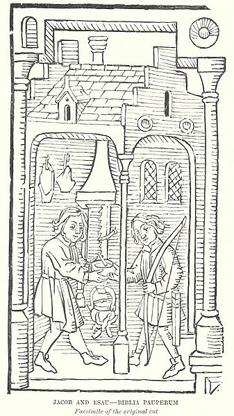 Jacob and Esau, Biblia Pauperum (engraving)
