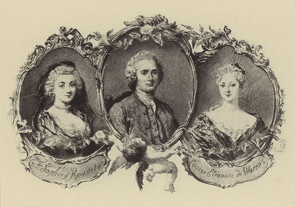Jean-Jacques Rousseau, Sophie d Houdetot and Francoise-Louise de Warens (gravure)