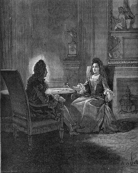 King Louis XIV (1638-1715) talking with his future wife