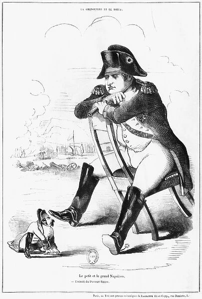 La Grenouille et le Boeuf : The Small and the Large Napoleon I, caricature from The
