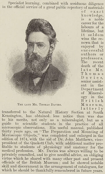 The late Mr Thomas Davies (engraving)
