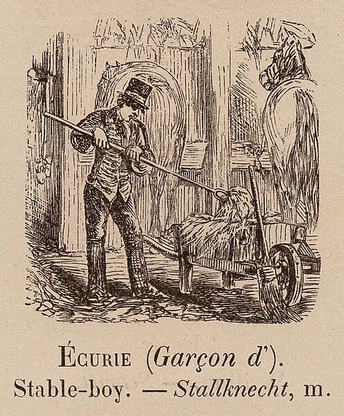 Le Vocabulaire Illustre: Ecurie (Garcon d ); Stable-boy; Stallknecht (engraving)