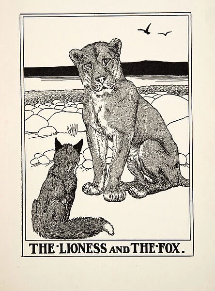 The Lioness and the Fox, from A Hundred Fables of Aesop, pub. 1903 (engraving)