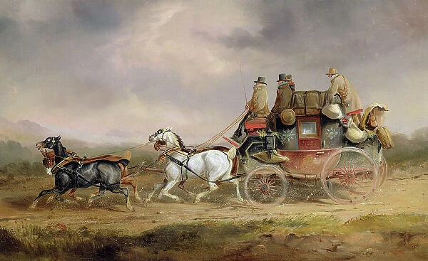 Mail Coaches on the Road: The Louth-London Royal Mail Progressing at Speed (oil