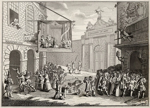 Masquerades and Operas, Burlington Gate, from The Works of Hogarth, published 1833