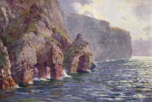 Menaun Cliffs, Achill Island (colour litho)