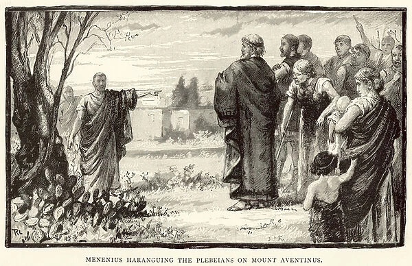 Menenius haranguing the Plebeians on Mount Aventinus (engraving)