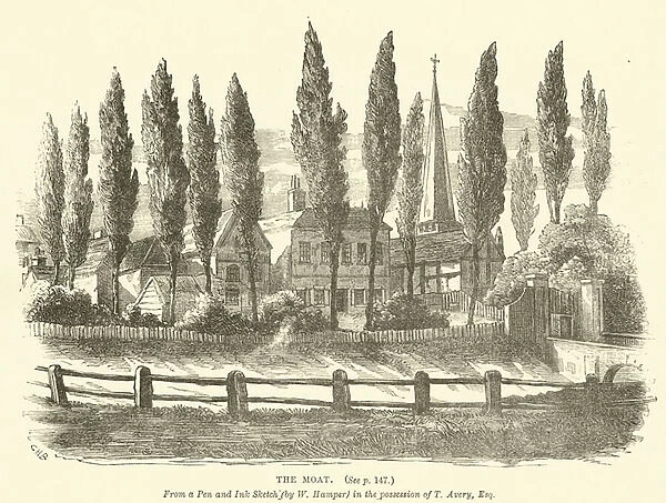 The Moat, from a Pen and Ink Sketch by W Hamper in the possession of T Avery, Esquire (engraving)
