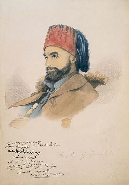Mohammed Hayder, Pasha of Jerusalem, 1844 (w  /  c & ink on paper)
