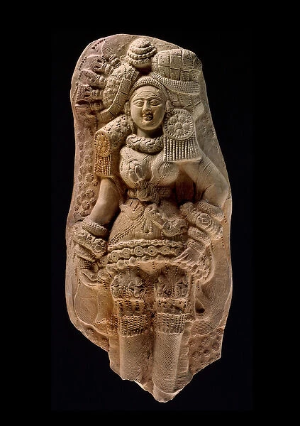 Moulded plaque of a Yakshi, Tamluk, c. 200 BC (terracotta)