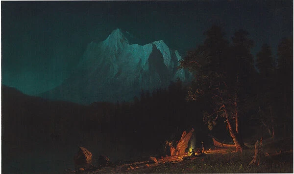 Mountainous Landscape by Moonlight (oil on canvas)