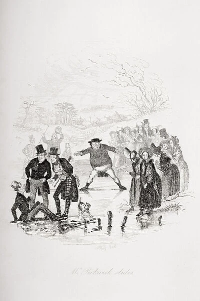 Mr. Pickwick slides, illustration from The Pickwick Papers by Charles Dickens