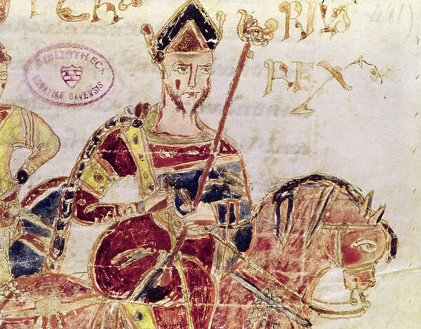 Ms 4 Lothair I (c. 795-855) on his horse (vellum)