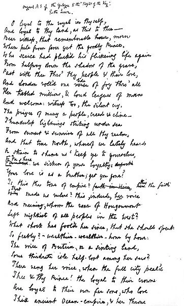 Original manuscript of the Epilogue to the Idylls of the King