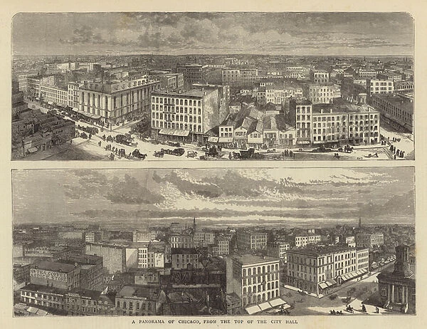 A Panorama of Chicago, from the Top of the City Hall (engraving)