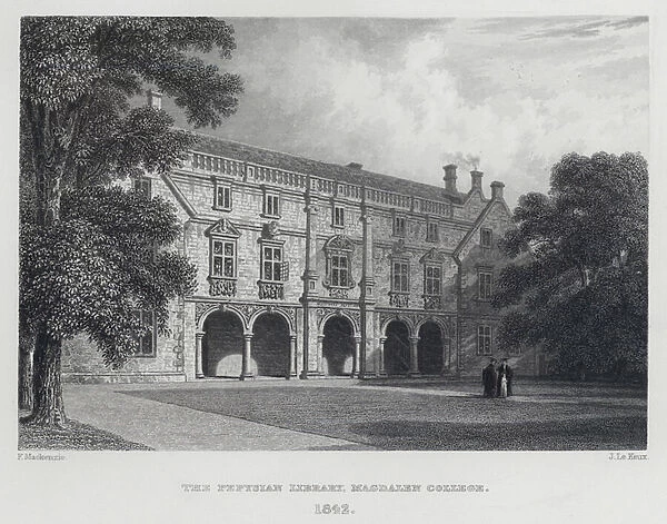 The Pepysian Library, Magdalen College, 1842 (engraving)