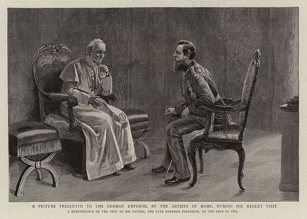A Picture presented to the German Emperor, by the Artists of Rome, during his Recent Visit (engraving)