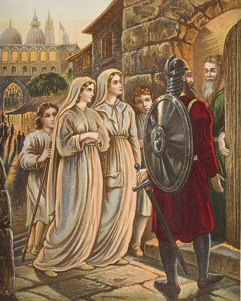 The Pilgrims at the house of Manson, illustration from The Pilgrims Progress