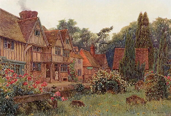 The Porch House at Chiddingstone, Kent (colour litho)