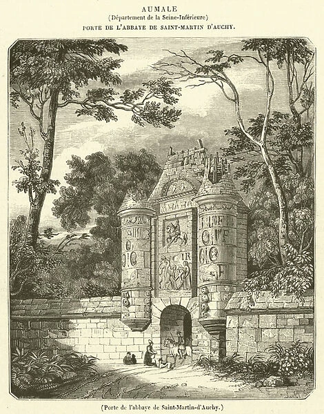 Porte de l abbaye de Saint-Martin-d Auchy (engraving)