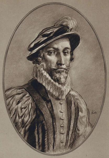 Portraits of Famous Men: Sir Walter Raleigh (litho)
