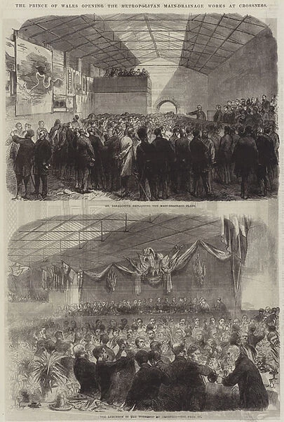 The Prince of Wales opening the Metropolitan Main-Drainage Works at Crossness (engraving)