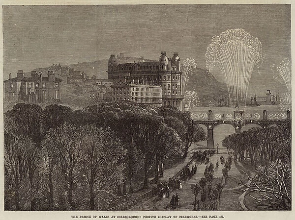 The Prince of Wales at Scarborough, Festive Display of Fireworks (engraving)