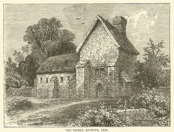 The Priory, Kilburn, 1750 (engraving)