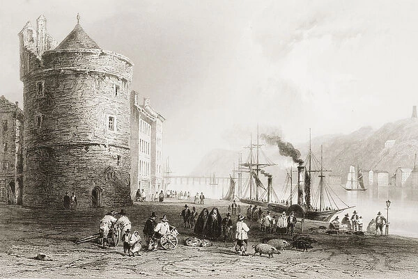 The Quay at Waterford, Ireland, from Scenery and Antiquities of Ireland by George Virtue