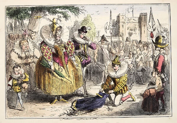 Queen Elizabeth and Sir Walter Raleigh, from The Comic History of England, pub