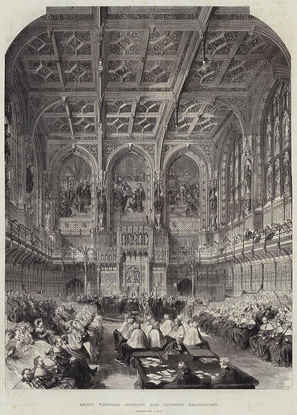 Queen Victoria opening her Seventh Parliament, Tuesday, 6 February 1866 (engraving)