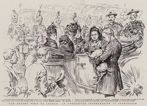 The Queens Visit to London, an Unexpected Presentation at Paddington (engraving)