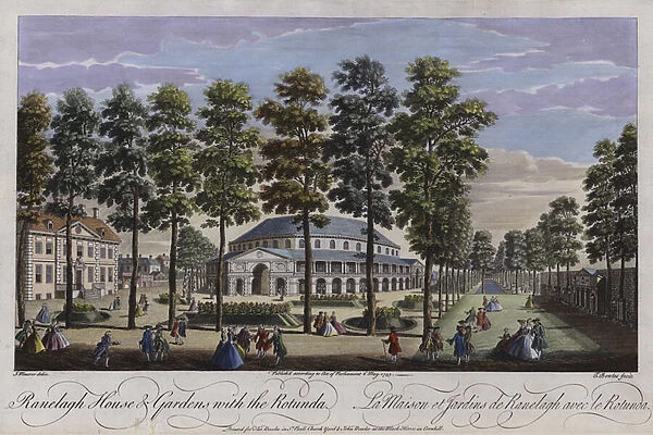 Ranelagh House and Gardens with the Rotunda, London, 1745 (coloured engraving)