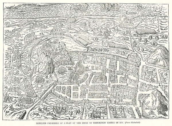 Reduced Fac-simile of a Plan of the Siege of Edinburgh Castle in 1573 (engraving)