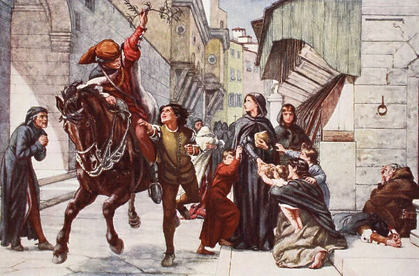 Relief in Florence following the Leagues attack (litho)
