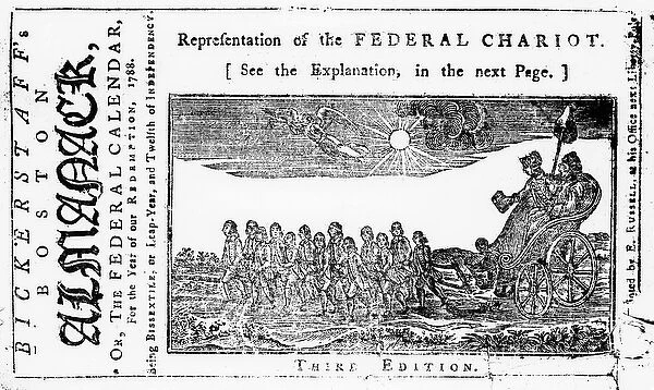 Representation of the Federal Chariot, cover illustration from Bickerstaff
