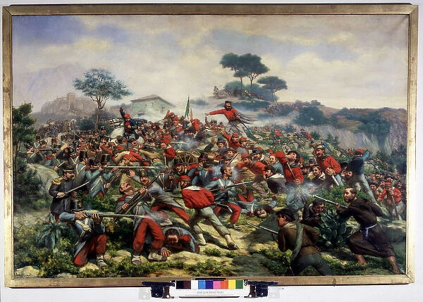 Risorgimento: the battle of Calatafimi in Sicily opposing the troops of Giuseppe
