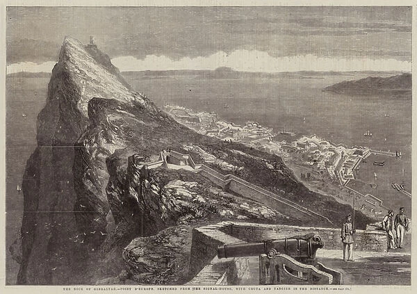 The Rock of Gibraltar, Point d Europe, sketched from the Signal-House, with Ceuta and Tangier in the Distance (engraving)