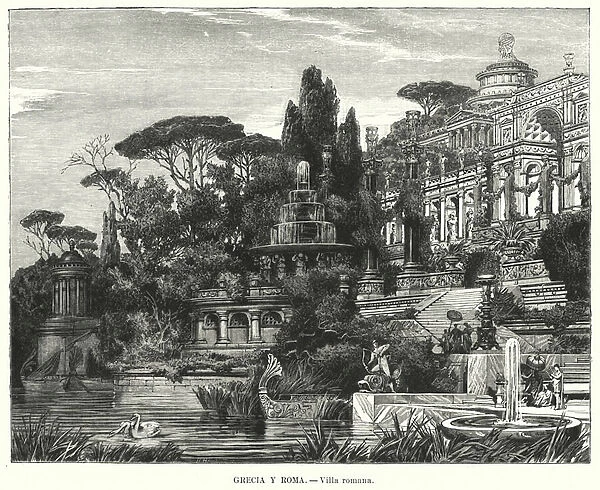 Roman villa (litho)