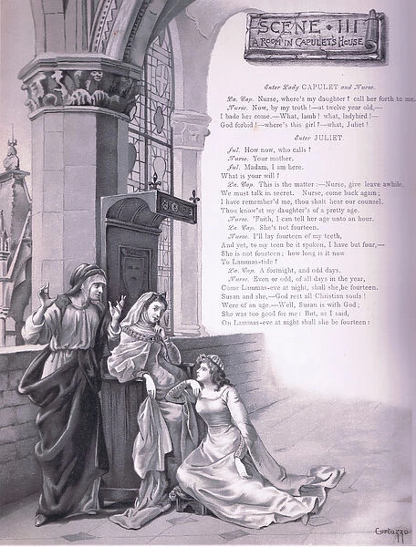 A room in Capulets house, illustration from Romeo and Juliet, (litho)