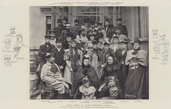 Royal Group at Palais Edinburgh, Coburg (b  /  w photo)