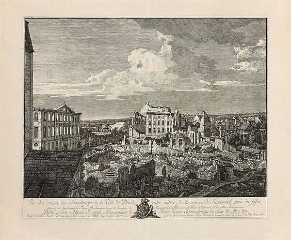The Ruins of the Pirnaischer Suburb with the Palais Furstenhof, 1766 (engraving)