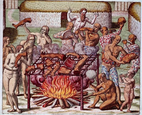 Scene of Cannibalism in Brazil Indians devoured their enemies and prisoners