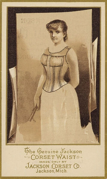 Sepia Photograph of Lady wearing Corset (chromolitho)