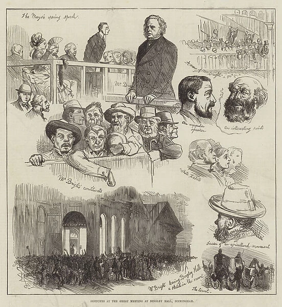 Sketches at the Great Meeting at Bingley Hall, Birmingham (engraving)