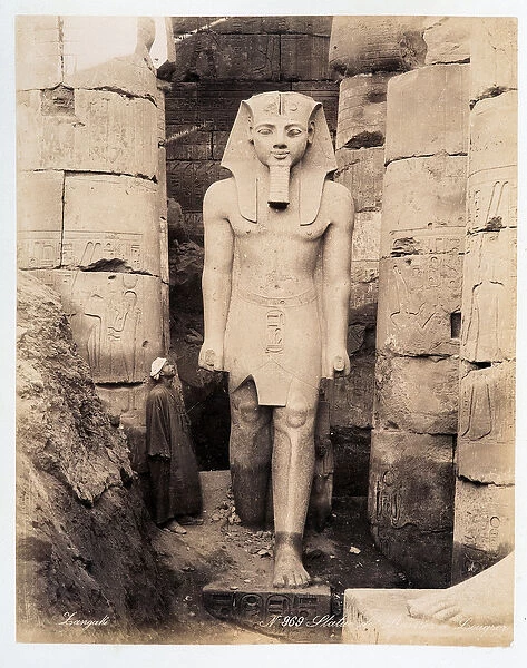 A statue of Ramses in Luxor - photograph of the Zangali brothers, late 19th century