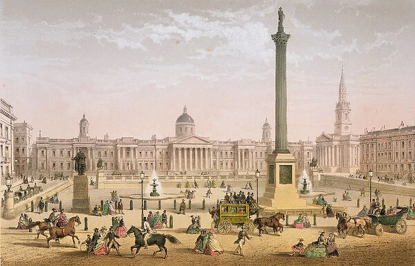 Trafalgar Square, c. 1862 (colour litho)
