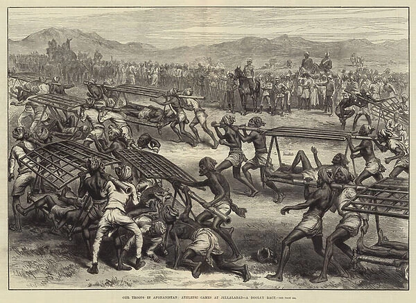 Our Troops in Afghanistan, Athletic Games at Jellalabad, a Dooley Race (engraving)